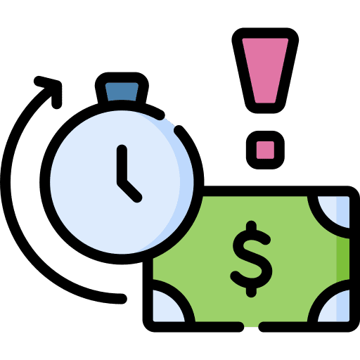 Late payment warning business and finance stopwatch icon