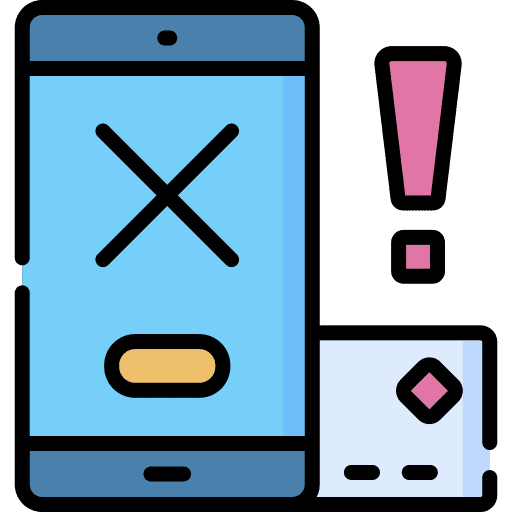 Failed smartphone payment credit card icon