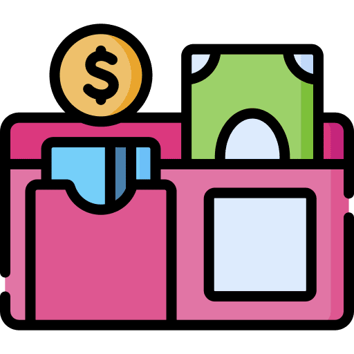 Wallet money banknote dollar icon