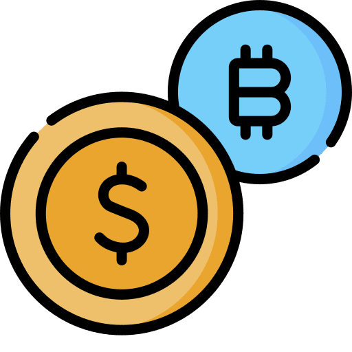 Coins dollar cryptocurrency bitcoin icon