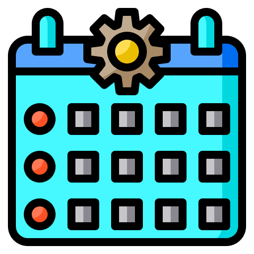 Calendar gear setting cogwheel icon