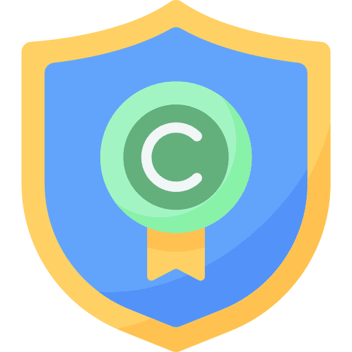 Copyright protection shield license icon
