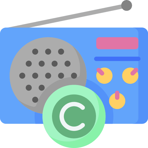 Radio copyright electronics music and multimedia icon