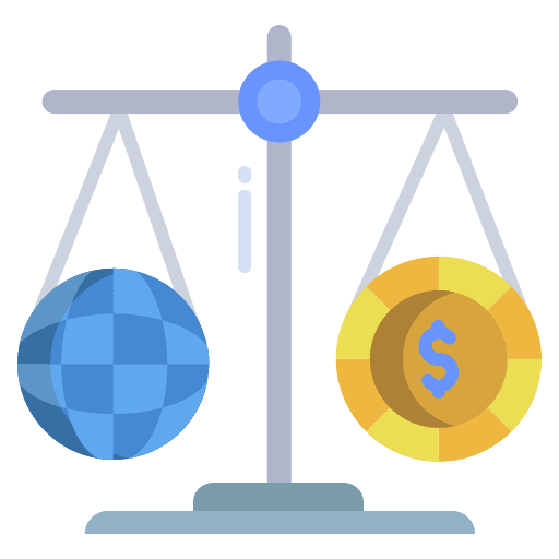 Balance equity globe business and finance icon