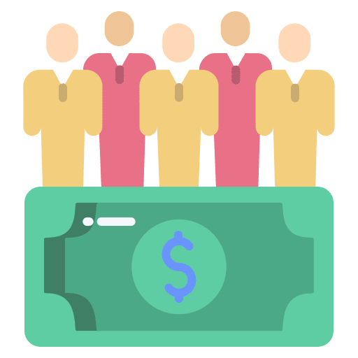 Workers money dollar crowdfunding icon