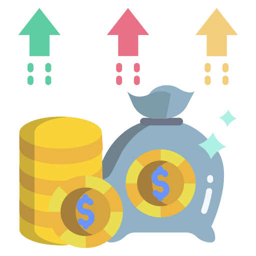 Dollar graph money bag value icon
