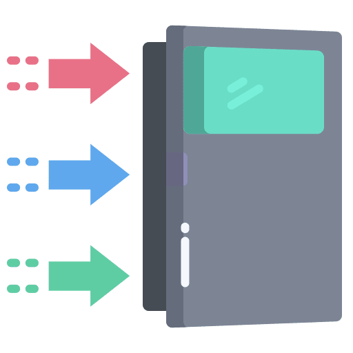 Exit opened open door furniture and household icon