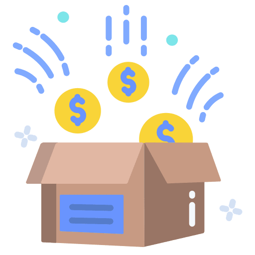 Open box charity money donation icon