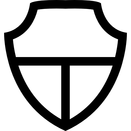 Shield white shape divided in three shape divided shields icon
