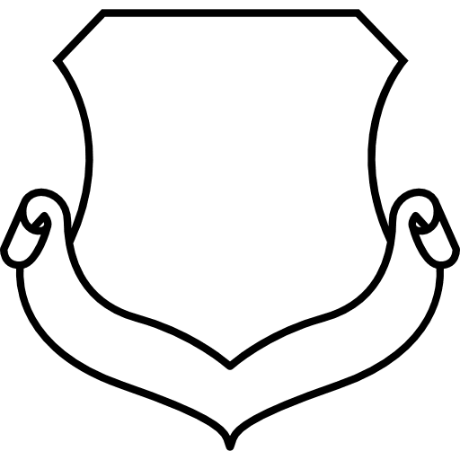 Shield white shape with a ribbon white shape ribbon icon