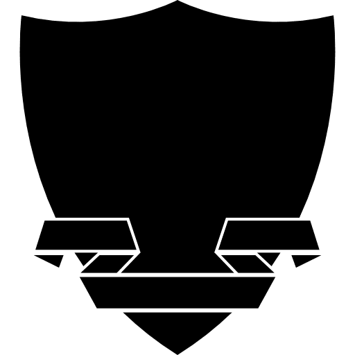 Shield with a ribbon in black shape ribbon black icon