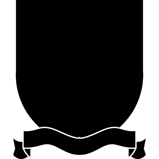 Shield badge with ribbon at the bottom ribbon silhouette badge art design icon