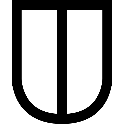 Shield white shape with a vertical middle line line shields shape icon