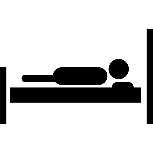 Bed with a person lying on it bed symbology furniture icon