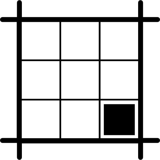 Square layout with black square on southeast area square southeast layout icon