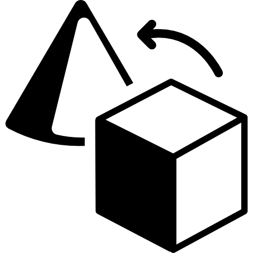 Transformation of geometric shapes from cube to cone outlines cubes transition transformation icon