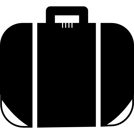 Suitcase with white bands and details fashion case bag icon