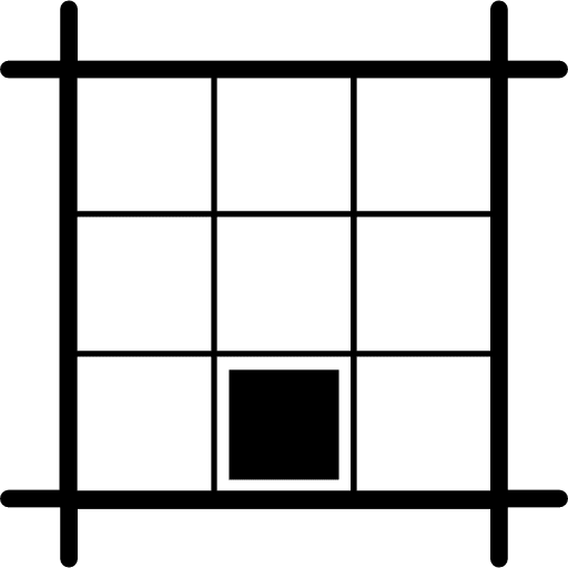 Layout square with black square at southmost center layouts square interface icon