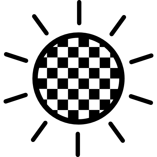 Sun outline with checkered circle checkered sun outline sunny icon