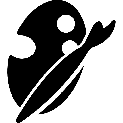 Painters palette with brush tool brush tool tools and utensils palette icon