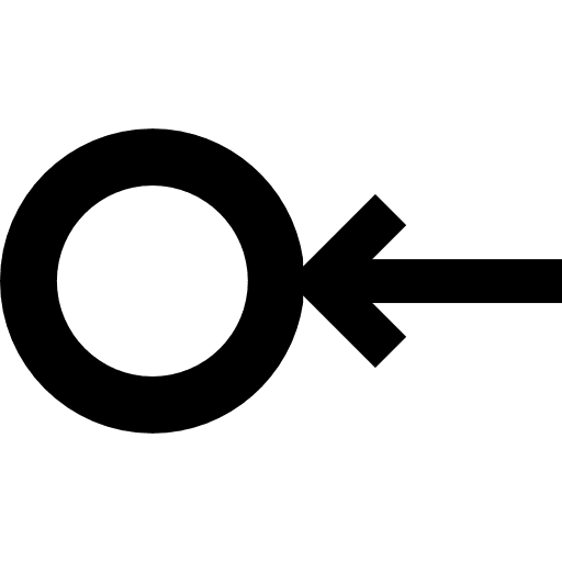 Small circle outline with arrow to the left small circle circle outline arrow icon