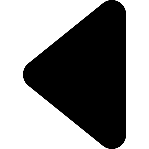 Black triangular arrowhead pointing to left direction arrowhead arrowheads triangular icon