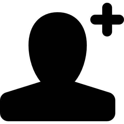 User male black shape with plus sign male plus create account icon
