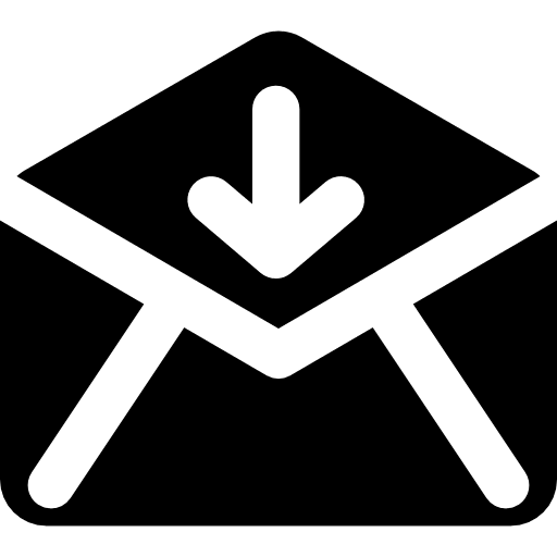 Opened back envelope with down arrow message symbol interface icon