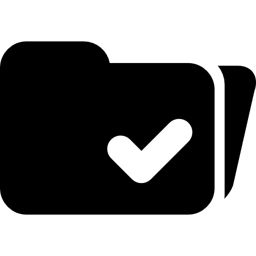 Open folder with verification sign interface accept folders icon