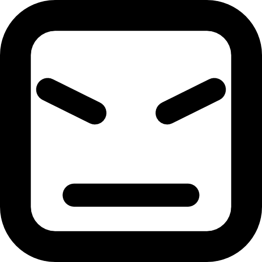 Angry face of square shape and straight lines angry lines emoticon icon