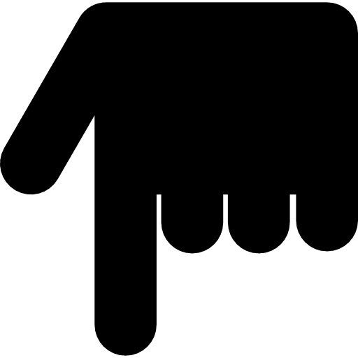 Hand pointing down pointing black hand icon