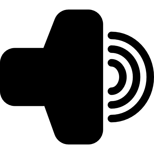 Maximal volume audio interface symbol of a speaker side view with lines representing sound universal icons maximum maximal icon
