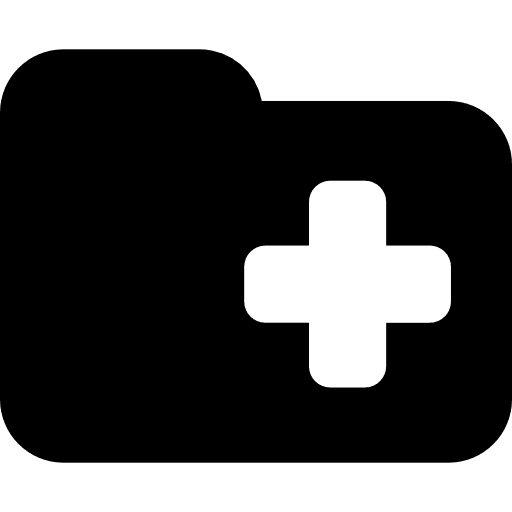 Folder with plus sign for interface button to add symbol tool folder icon