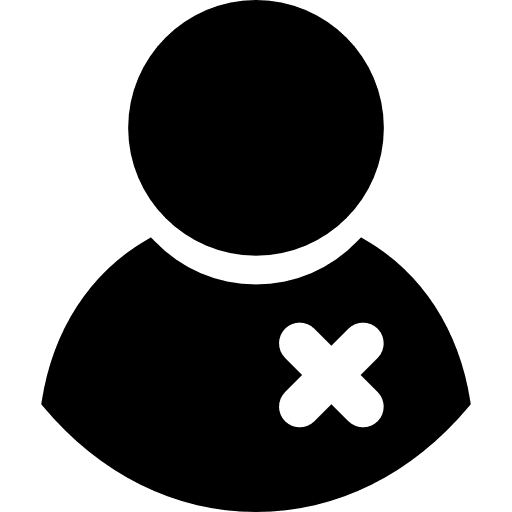 User with cross sign signs cross interface icon