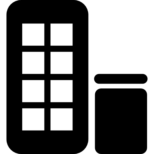 Phone cabin or small building and a trash can trash can building icon