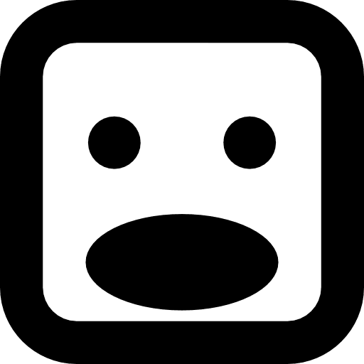 Shock face of square shape with opened oval mouth interface face opened icon