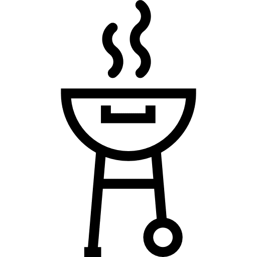 Barbecue with smoke grill cooker camping icon