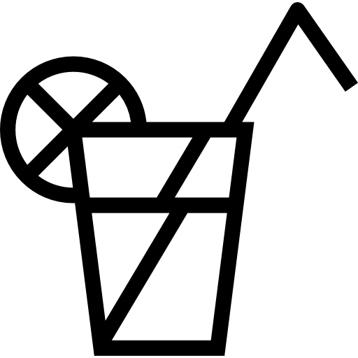 Limonade with straw and slice of lemon lemons food refreshing icon