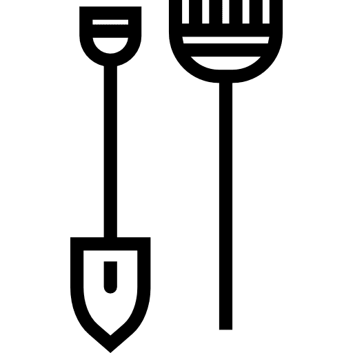 Shovel and rake garden shovels gardener icon