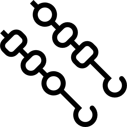 Two skewers barbecue meat skewer icon