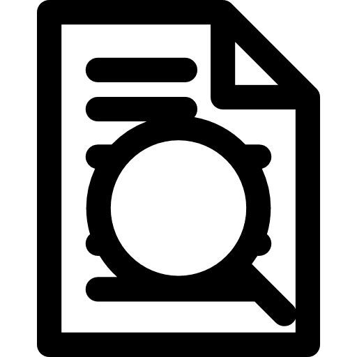 Research work tesis overview magnifying glass icon