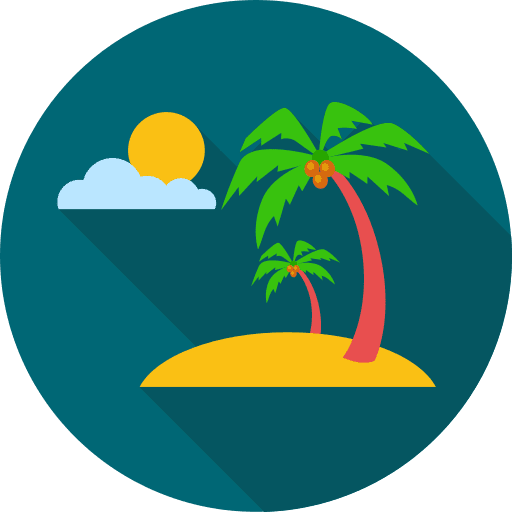 Beach island landscape sun icon