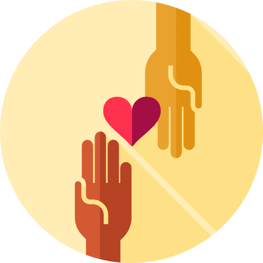 Charity heart hands and gestures solidarity icon