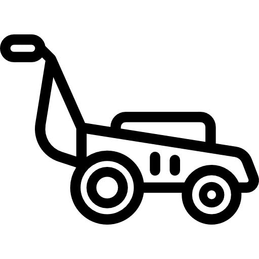 Lawn mower farming and gardening tools and utensils machine icon