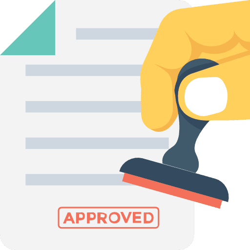 Approved approved stamp document icon