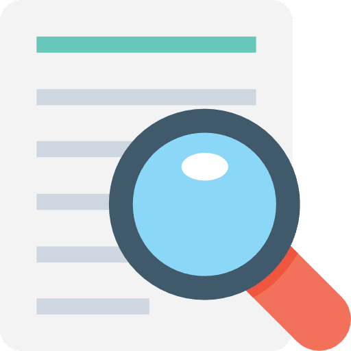 Contract business and finance magnifying glass loupe icon