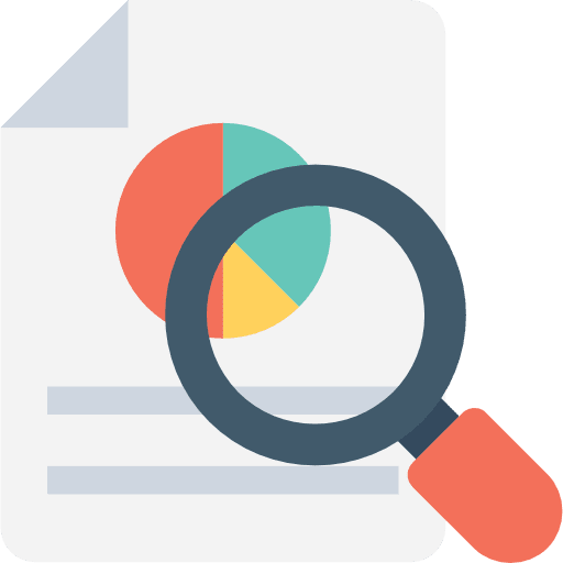 Analytics magnifying glass loupe files and folders icon