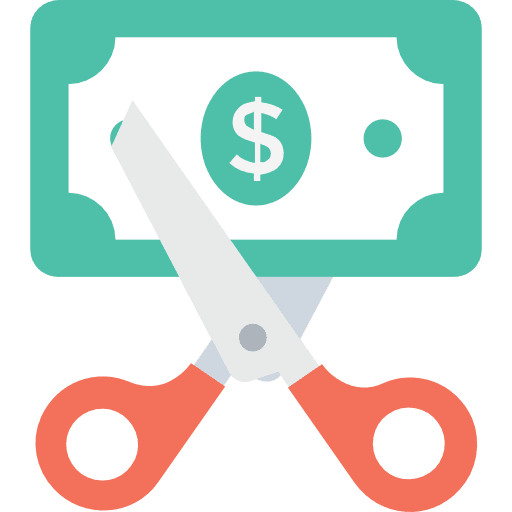 Money scissors currency commerce icon