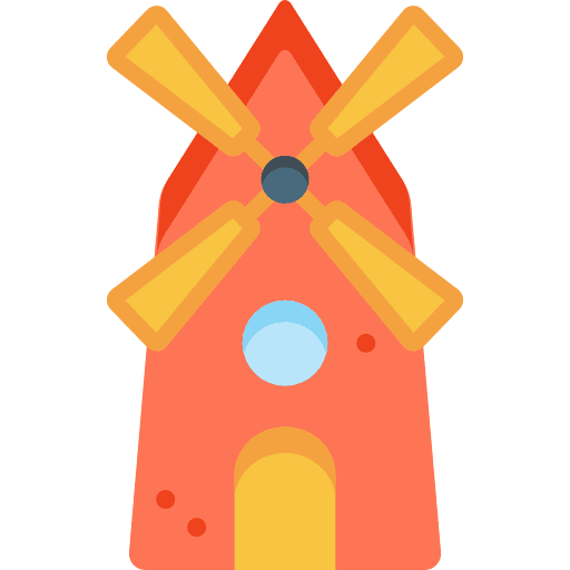 Windmill buildings eolical farming and gardening icon