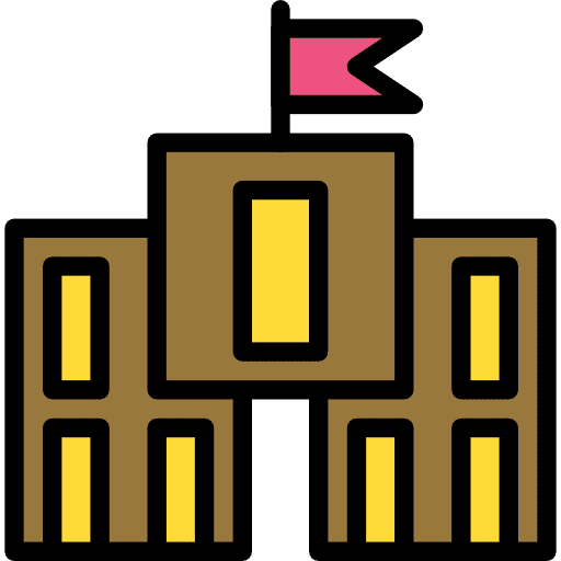 School elementary school architecture and city education icon